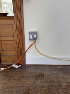 Deshaies Electrical Services installing temporary power and lighting connections for project needs