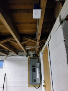 Deshaies Electrical Services preparing circuit connections for safety prior to room demolition