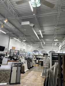 Deshaies Electrical Services replacing LED strip lighting in a commercial space for energy efficiency and improved lighting quality