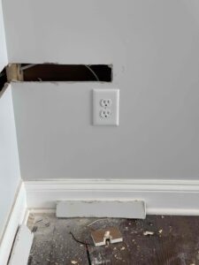 Electrical service installation, including wiring for outlets and preparing for lighting fixtures